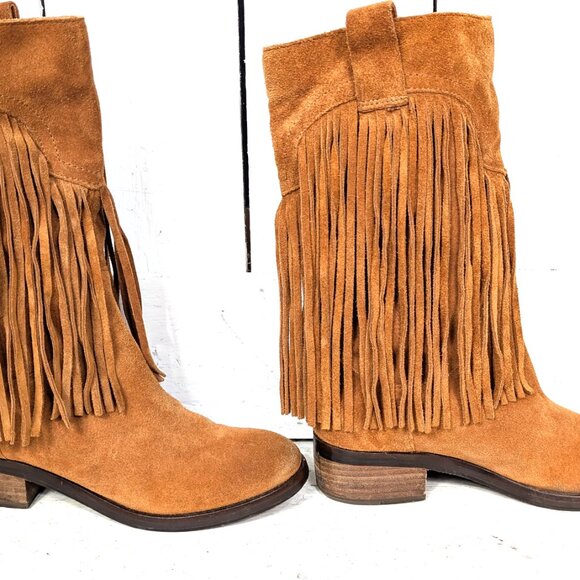 Western suede leather fringe festival boots - Picture 3 of 9